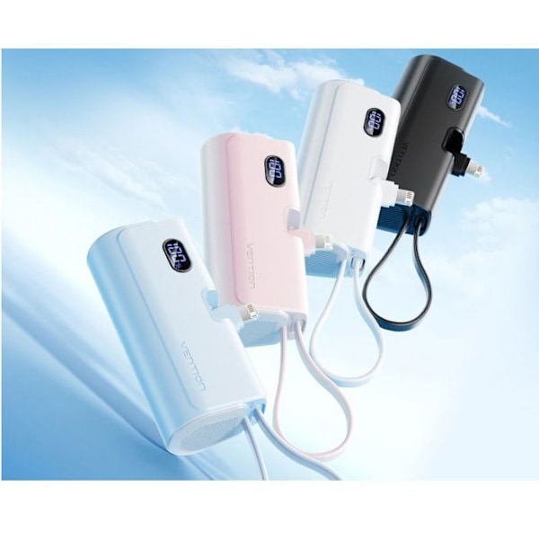 Vention Strömförsörjning med LED-skärm 4800mAh (USB-C Lightning USB-C) 22.5W Rosa Fällbar Lightning Typ