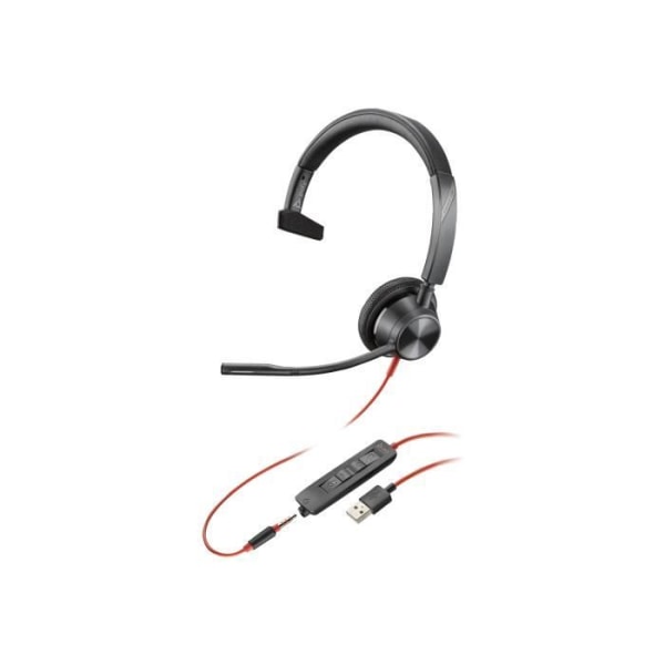 Headsetmikrofon - trådbunden - 3,5 mm-uttag, USB-A - HP Inc. - Poly Blackwire 3315 - Blackwire 3300-serien - headsetmikrofon - on-ear - f