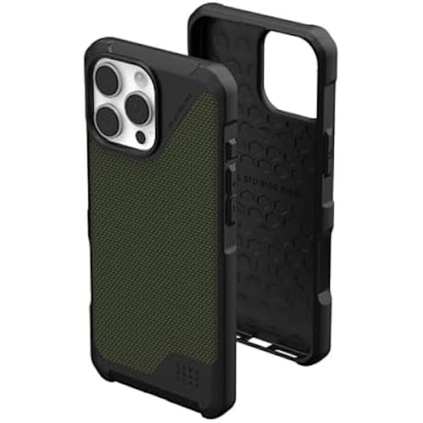 Urban Armour Gear Metropolis LT MS-fodral Kompatibel med Apple iPhone 16 Pro Max-fodral (skydd av militärklass, kevlar olivgrön