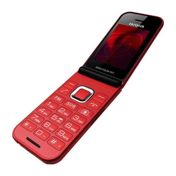 Senior mobiltelefon - AIWA - FP-24RD - Dual SIM - Färgskärm - 0,3 MP kamera Röd