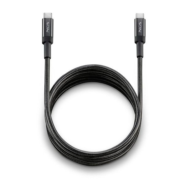 NGS KNOT 100W-3: USB C till Type-C-kabel på 3 m för snabb laddning av enheter upp till 100W. Hög kompatibilitet. Svart.