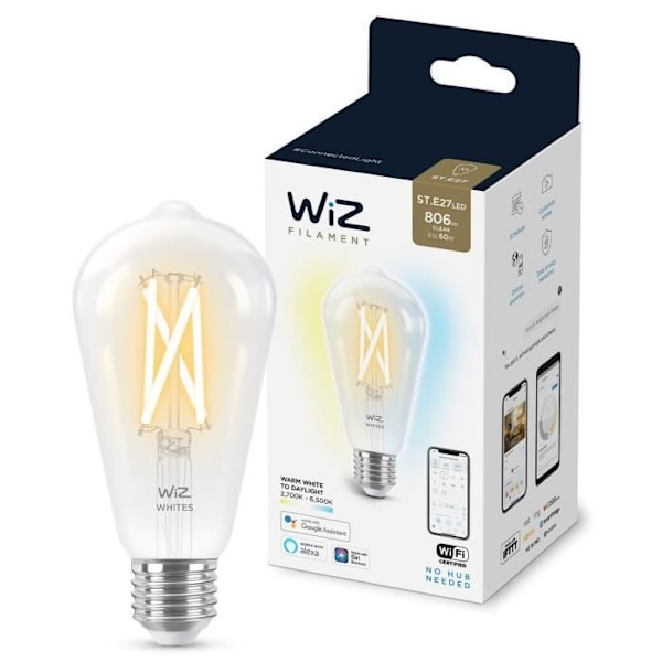 WiZ Vintage Edison smart lampa Variabel vit E27 60W