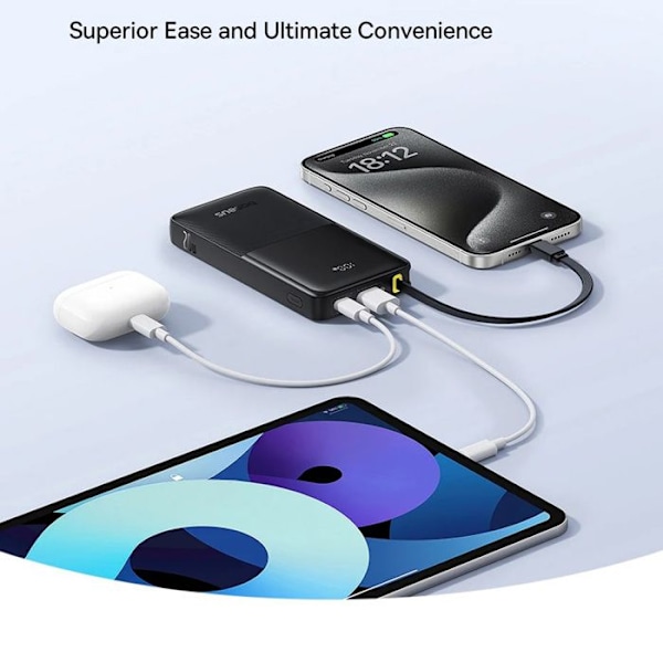Externt batteri 10000mAh, 20W, Integrerad Typ-C-kabel - Baseus Bipow 2 (P10077101113113-00) - Svart
