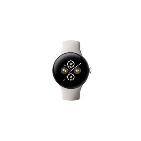 Google Pixel Watch 2 Smartwatch Fodral i polerat silver i aluminium Sportband Porslin 4G LTE