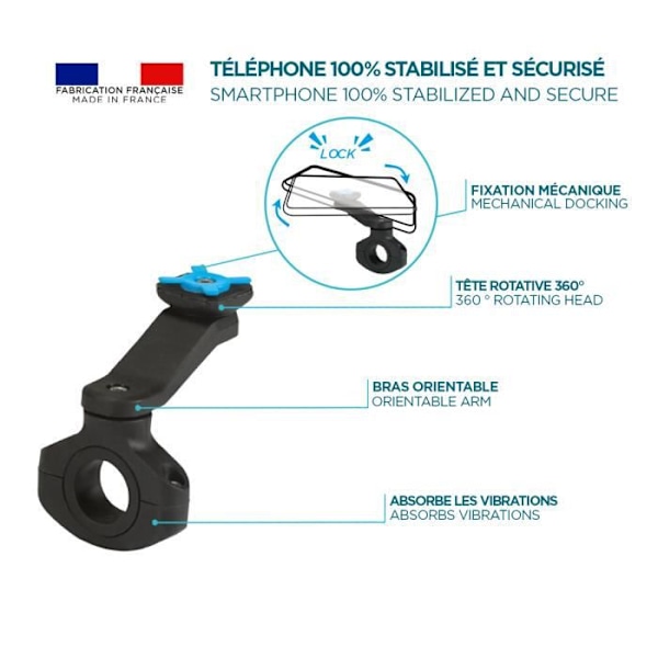 Smartphonestöd - MOBILIS - Universal - Made in France - Vibrationsdämpning - 360° rotation