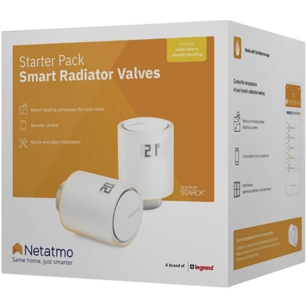 Trådlös termostatisk huvud - NETATMO - NVP01-DE - Smartphone-kontroll - Programmerbar - Rumsinställning per rum