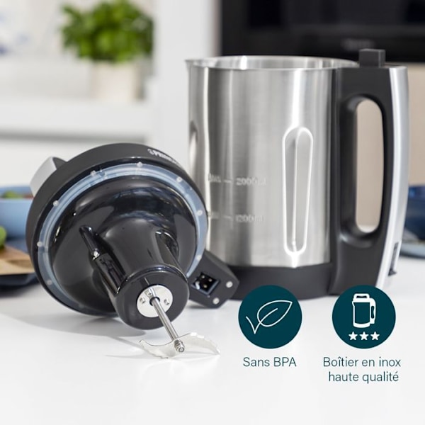 Princess 214002 soppmixer - Rostfritt stål - 2 L - 4 portioner - 6 program - 2 blad