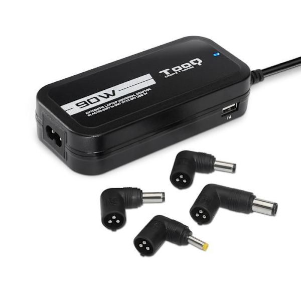 Nätadapter - TooQ - TQLC-90BS02AT - 90W - 2 USB-portar - Svart Svart