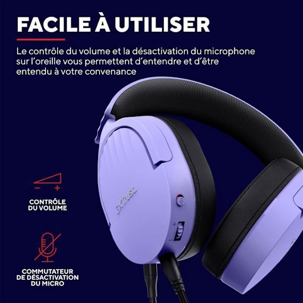 Spelheadset - Trust Gaming - GXT 489P Fayzo - Kabelanslutet - Brusreducerande mikrofon - Lila