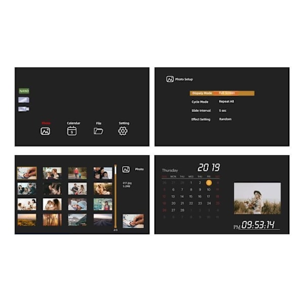 KODAK 7 Tum trärah fotoalbum med automatisk bildspel och inbyggt minne - Svart