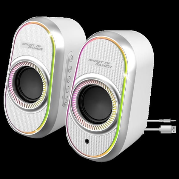 Enceinte Gaming RGB - Spirit of Gamer - FANATIC 500 ARTIC - Bluetooth 5.1 - 12W Spets - Kompakt Vit