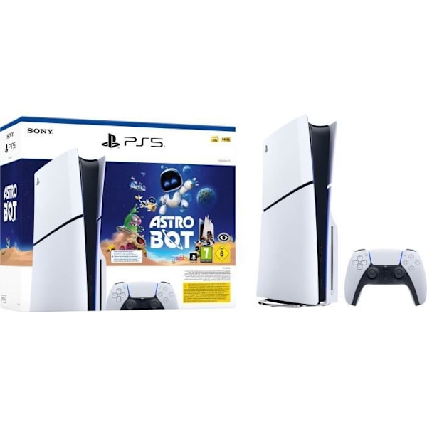 Paket PS5 Standard: Konsol PlayStation 5 (Slim-modell) + Astro Bot (Kod) vit svart