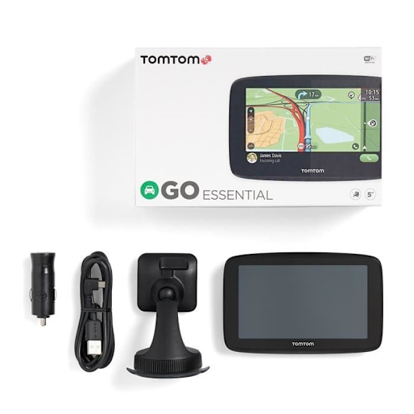 TomTom GO Essential 5-tums bil-GPS - Europe 49-kartläggning, integrerat Wi-Fi, handsfreesamtal