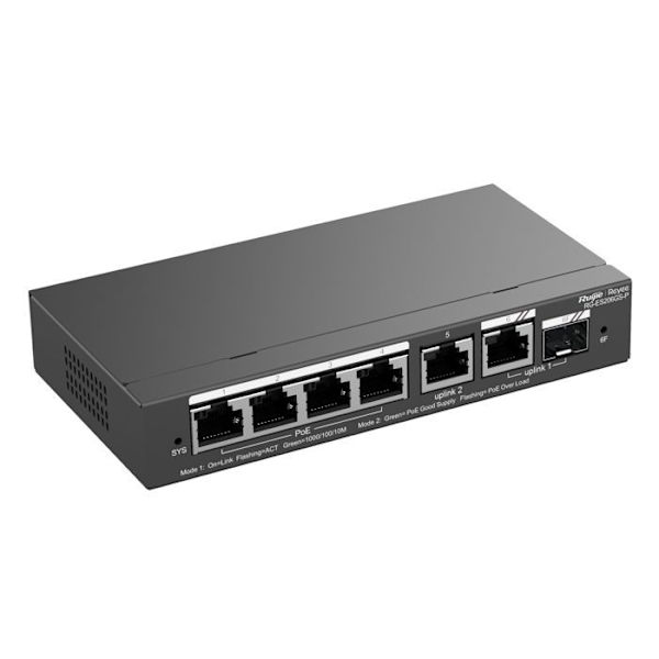Ruijie Reyee 6-ports Smart Gigabit PoE Switch Svart