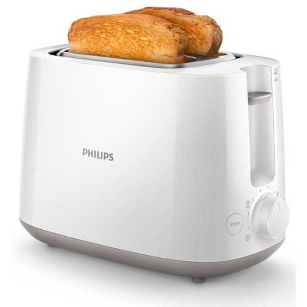 PHILIPS HD2581/00 brödrost - 2 extra breda fack - 830 W - Värmer bakverk - Vita Vit