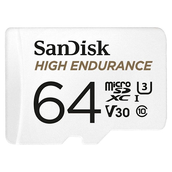 SanDisk 64GB ultrahållbart microSDXC-kort för videoövervakning, upp till 100MB/s läs 40MB/s skriv, Class 10, U3, V30