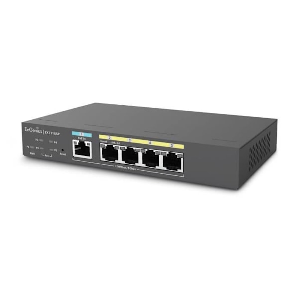 EnGenius EXT1105P Switch L2 Gigabit Ethernet 5-Port PoE Cloud Svart
