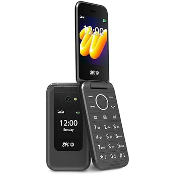 4G Basic-telefon - SPC - Wild - Dubbel skärm - 7 dagars batteritid - Säkerhet för tonåringar Svart