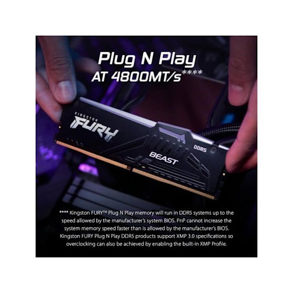 DDR5-minne - KINGSTON FURY - Beast RGB - 16Go - 6000MT/s - CL30 - ECC på chip
