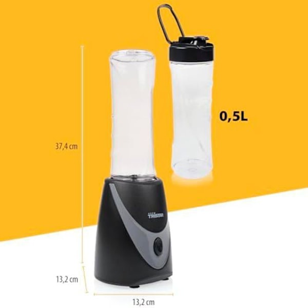 Blender - TRISTAR - Smoothie Maker - 500ml - Rostfria blad - 250W Svart