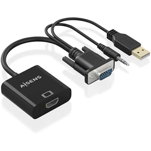 SVGA+Audio till HDMI-omvandlarkabel - AISENS - A115-0872 - 20 cm - HDCP 1.1 - Plug and Play Svart