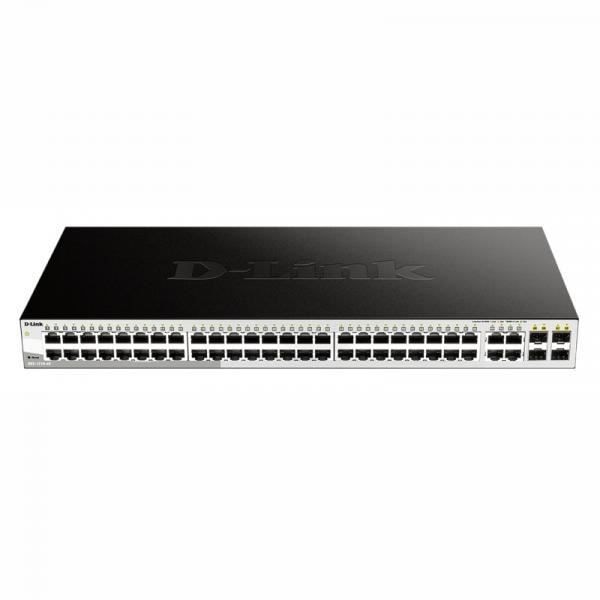 Nätverksbrygga - DLINK - DGS-1210-48/E - 48 portar 10/100/1000BASE-T - 4 portar SFP - 104 Gbps Svart