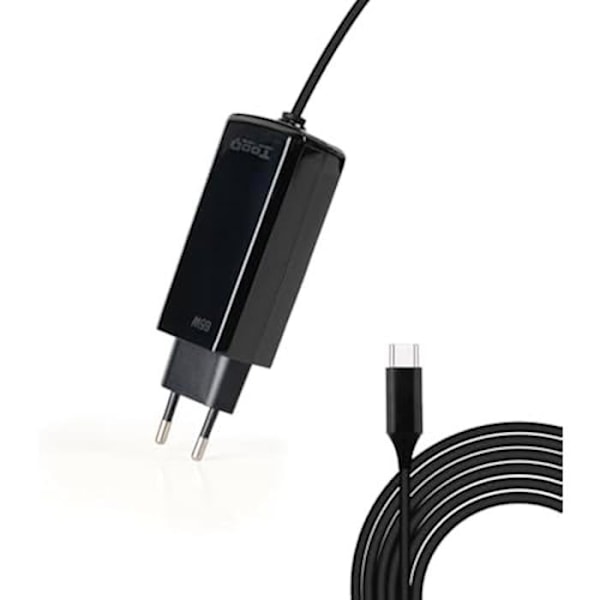 Bärbar Laddare - TOOQ - Kubisk Laddare - 65W - USB-C PD - Svart Svart