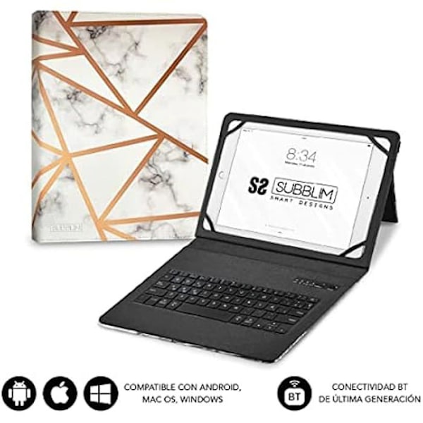 SUBBLIM FUNDA Tablet KEYTAB Pro BT Trendig MARMOL Blanco Vit