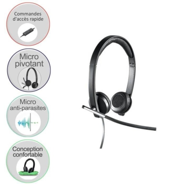 Headset - Kabelanslutet - Logitech - H650E - Stereomikrofon - Grå
