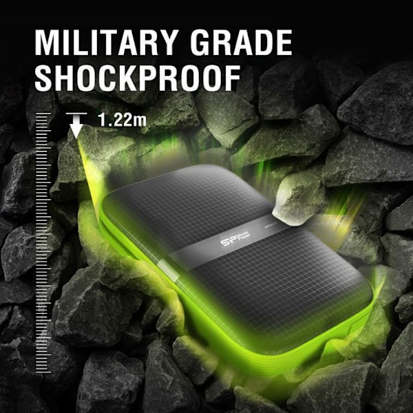 Extern Hårddisk - Silicon Power - Armor A60 1To Grön - Stöttålig USB3.2