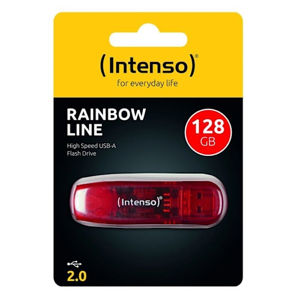 USB-nyckel - INTENSO - Rainbow Line 3502491 - 128 GB - USB 2.0 - Transparent röd