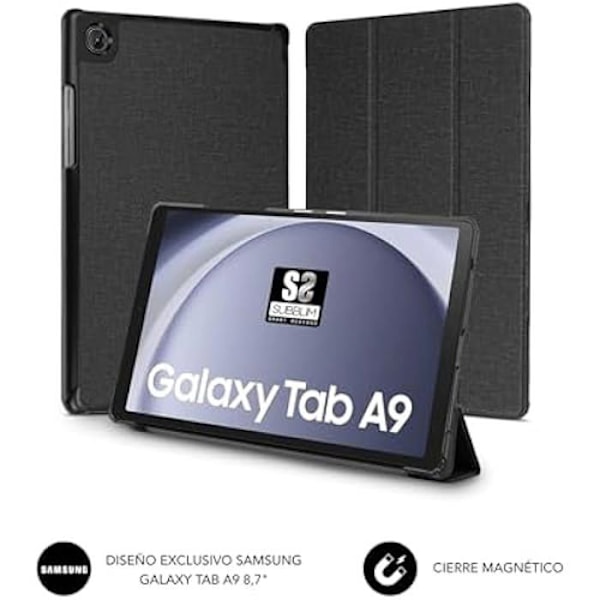 SUBBLIM Tablet Case Shock Case Samsung Tab A9 8.7 Avancerat stötdämpningsskydd Display Mångsidighet med stativläge Svart