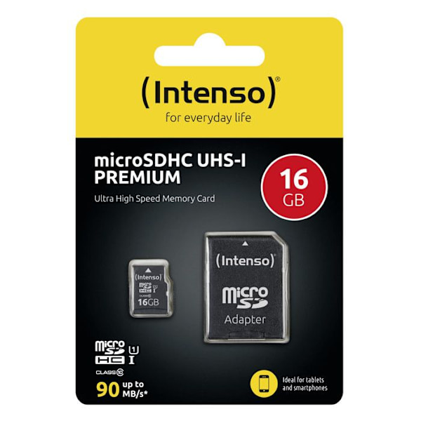 INTENSO 16GB UHS Class 1 microSDHC-minneskort - Svart
