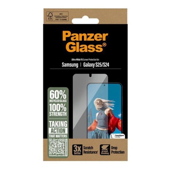 Skärmskydd för Galaxy S24 / S25 Ultra-Bred Passform Oléofob Panzer Glas Transparent Transparent