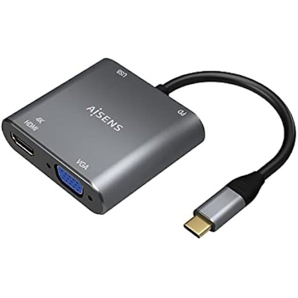 AISENS USB Type-C Adapter A109-0626 HDMI HEMBRA VGA HEMBRA USB Type-C Macho USB HEMBRA USB Type-C HEMBRA Grå