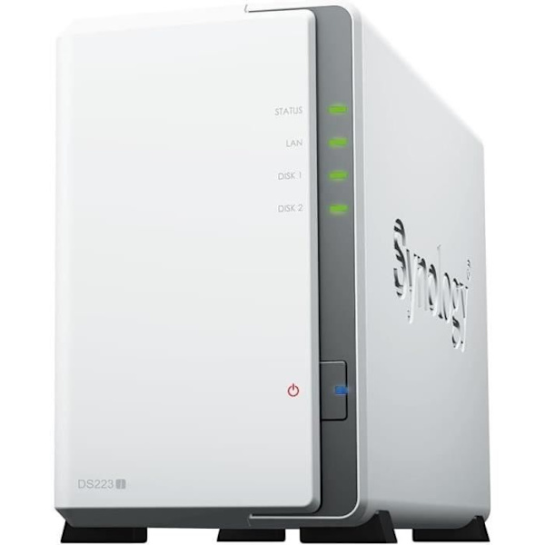 NAS-server - SYNOLOGY - DS223J - 2 fack - SATA 6 Gb/s - RAID 1 - 1 GB RAM