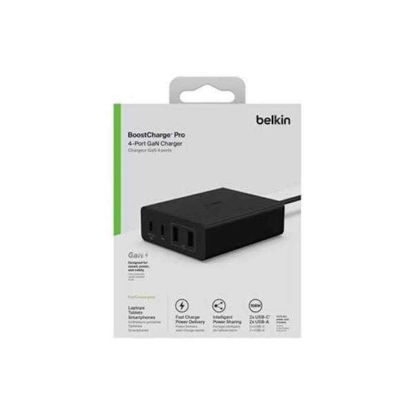 Laddare - Belkin - DOCK 108W - 4 portar - USB-C och USB-A - Intelligent strömdelning