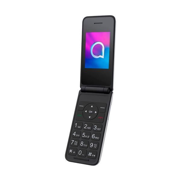 Alcatel 3082X senior mobiltelefon i silverfärg med 2,4" VGA-skärm, 240 x 320 pixlar, 2G, SIM och microSD, bakre kamera