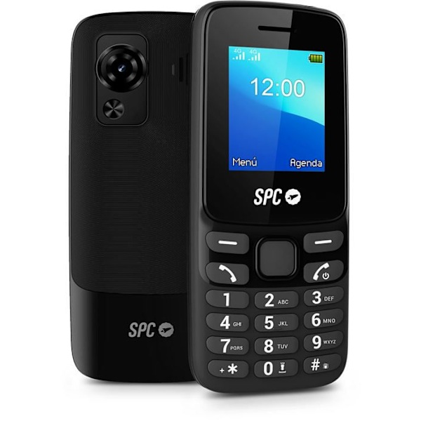 Mobiltelefon - SPC - TALK 2 - 4G - Batteritid 6 dagar - Ringsignal 106 dB - Ficklampa Svart
