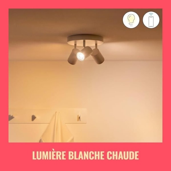 LED-ampull i glas ansluten - WIZ - 929003772322 - GU10 - Motsvarande 50 W - 16 miljoner färger - Wi-Fi/Bluetooth Vit