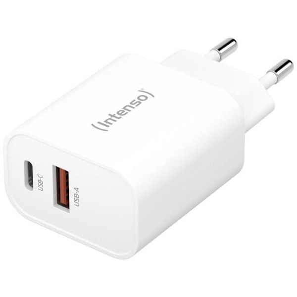 Intenso W30AC USB-laddare - 30W - 2 x USB-A, USB-C® - Utström 3A Vit