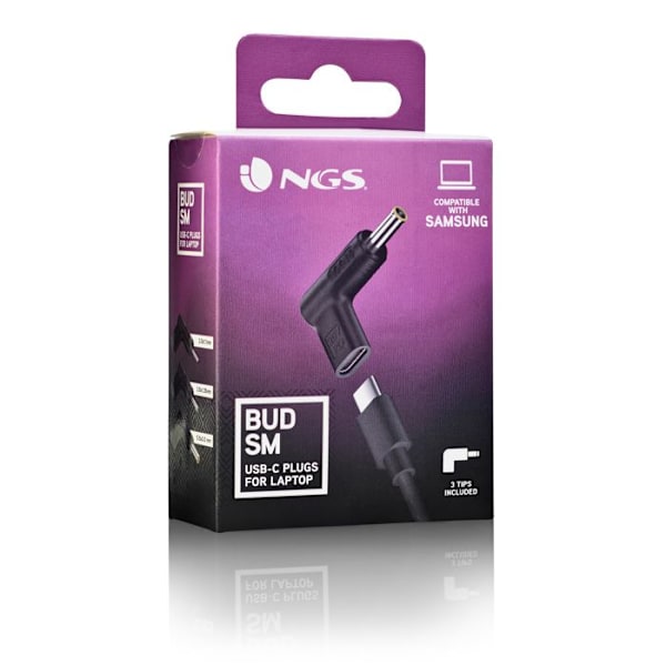 NGS BUD-SM: Pack med 3 USB-C strömadaptrar kompatibla med SAMSUNG bärbara datorer.