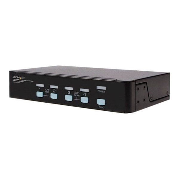 STARTECH KVM-switch - 4-portars DVI USB - Ljudrackmontering - KVM-switch - 5x DVI - 10x 3,5 mm - 4x USB B - 4x USB A
