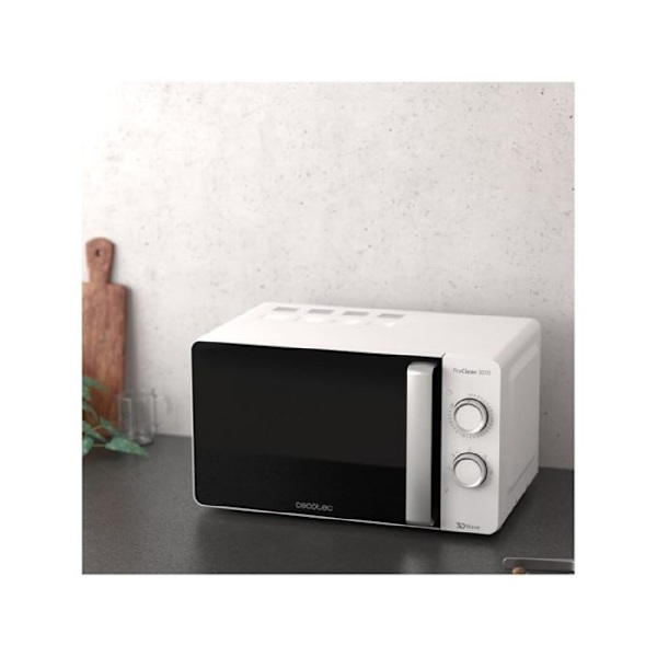 Cecotec Microwave ProClean 3010. Kapacitet 20 L, Ready2Clean-beläggning, 700 W effekt, 6 driftnivåer, minut