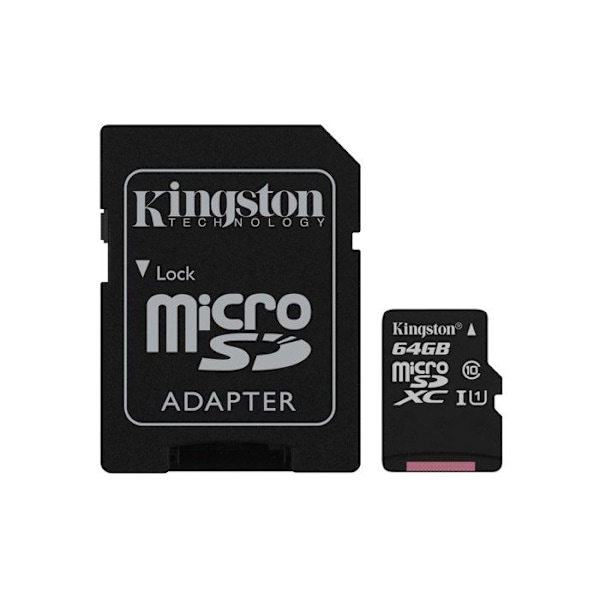 Kingston Canvas Select microSDXC-kort - 64 GB - Klass 10/UHS-I (U1) - 80 MB/s Läs - 10 MB/s Skriv