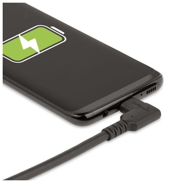 StarTech.com 1m Heavy Duty rätvinklig USB-C-kabel, USB 3.2 Gen 2 (10 Gbps), Full USB-C till C-dataöverföringssladd - MB