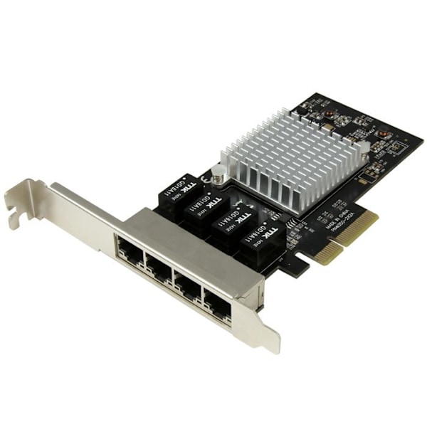 STARTECH PCI Express 4-portars Gigabit Ethernet-nätverkskort med Intel I350 Chipset - PCI Express x 4 Svart, Metallisk