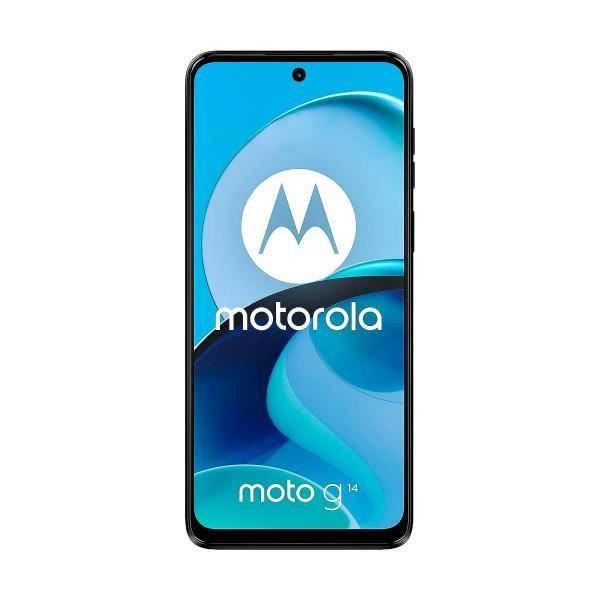 Motorola Moto G14 Sky Blue smartphone med 6,5" Full HD+-skärm, 1080 x 2400 pixlar, 4 GB DDR4 RAM + 128 GB UFS 2.2 och