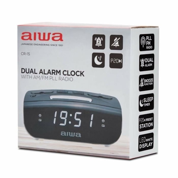 Aiwa CR15 Svart AM/FM klockradio