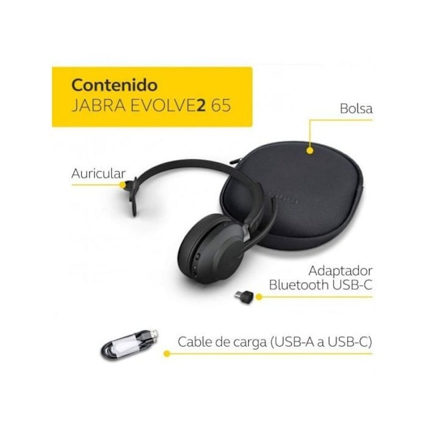 Jabra Evolve2 65 - USB-A UC Mono - Svart Svart